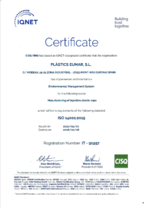 ISO 14001 Certificate Plastics Eumar