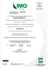 ISO 9001 Certificate Plastics Eumar